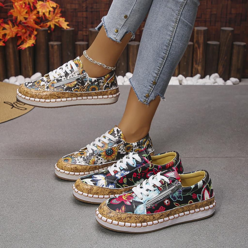 Women Flats New Elegant Round Toe Loafers Lace Up Trend Comfortable Women Shoes Casual Anti-slip Outdoor Sneakers Women