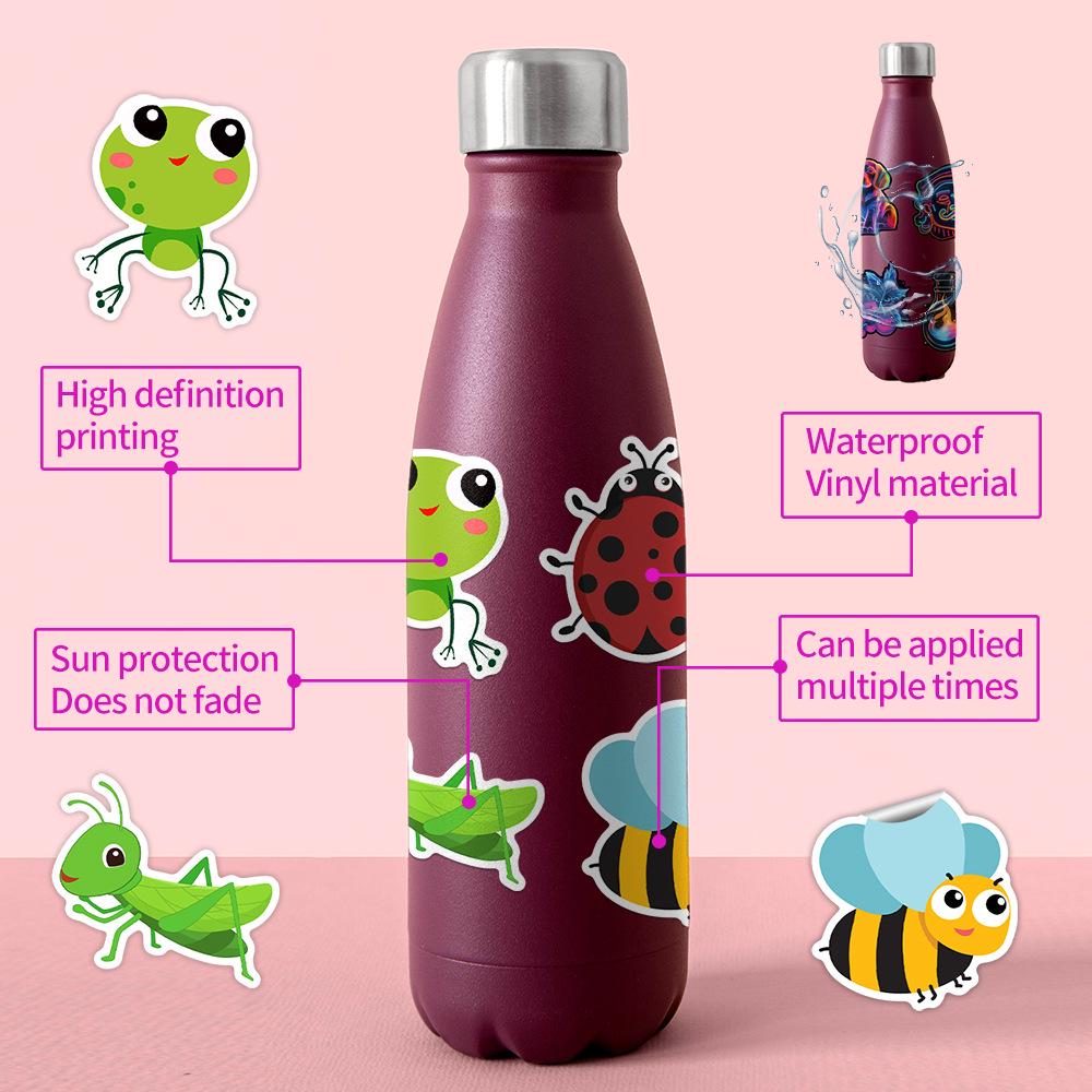 50 Cartoon Insect Stickers: Waterproof Doodle Decals for Water Bottles, Computers & Phones