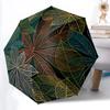1 st Bladpatroon Automatische Open/Sluit Paraplu Compacte Opvouwbare Paraplu, Draagbare Paraplu voor Alle Seizoenen voor Vrouwen/Mannen F1124179