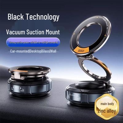Universal Zinc Alloy Car Phone Holder with Vacuum Suction and N52 Strong Magnetic Surface