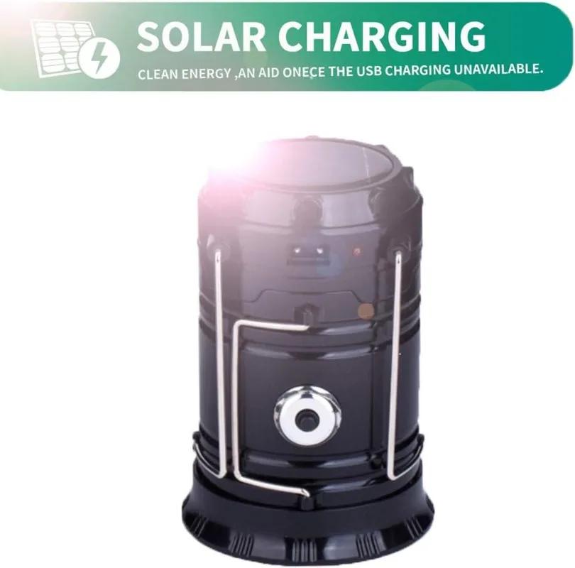 LED Camping Lantern Solar and Rechargeable Lantern Flashlight Collapsible and Portable Light for Daily/Camp/Hiking/Night Fishing