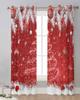 Cedar Leaf Christmas Ball Christmas Tree Red Sheer Curtains Living Room Decoration Window Curtains Kitchen Tulle Voile Curtains