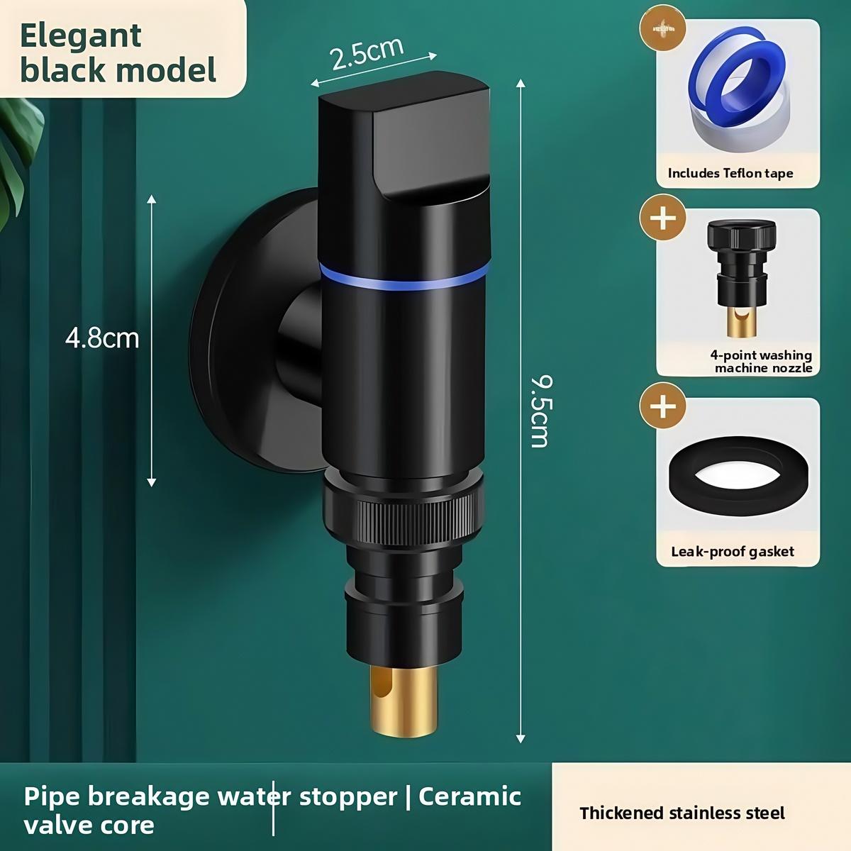 

Household Stainless Steel Washing Machine Faucets With Water Stop Valve G1/2 Single Cold Wall Mounted Tap Bathroom Accessories чёрный