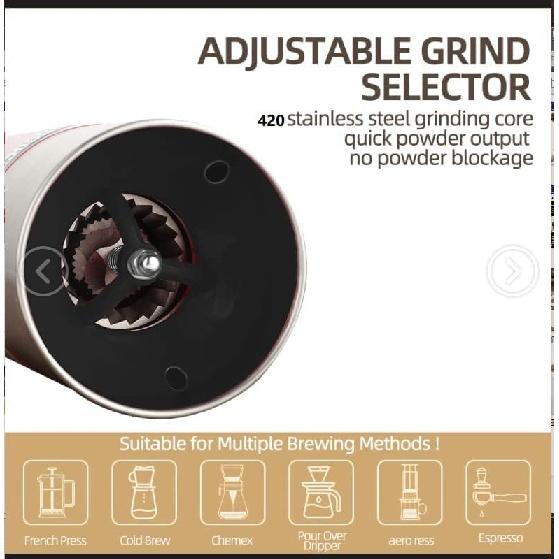 Portable Electric Conical Burr Coffee Grinders, Spice Grinder Electric, Bean Grinder,USB Rechargeable Coffee Maker Stainless Steel Coffee Bean