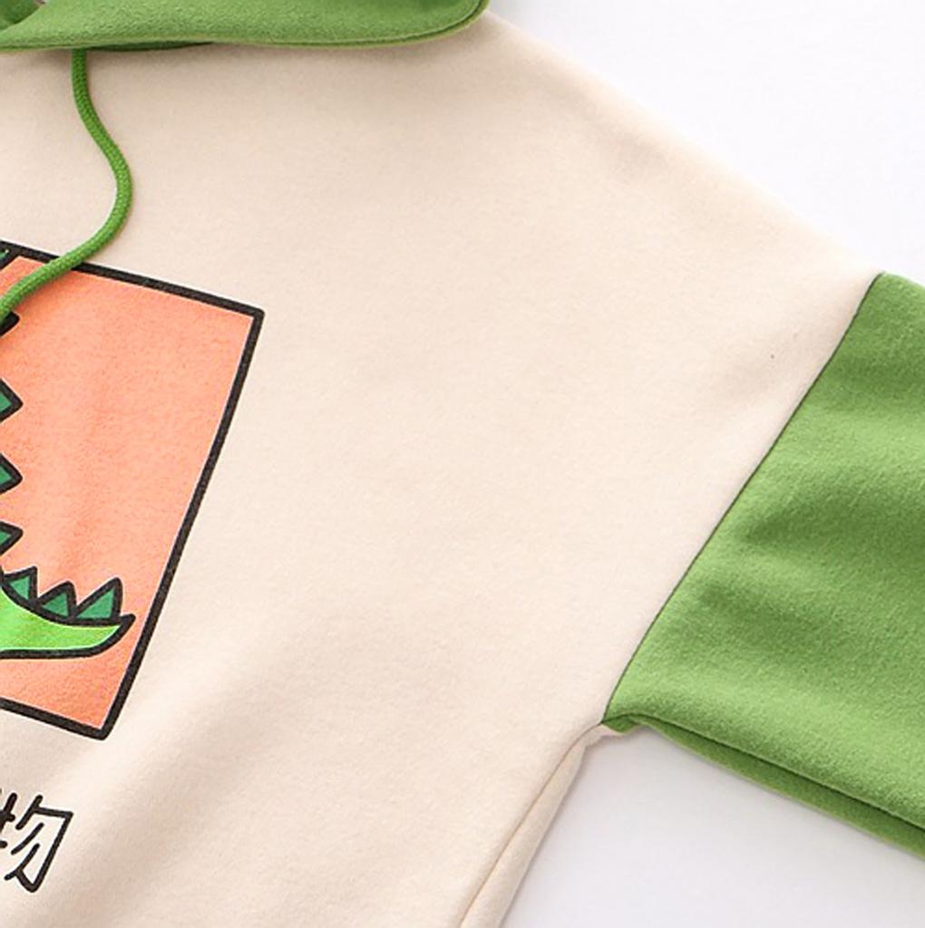 Fashion Women Casual Print Long Sleeve Splice Dinosaur Sweatshirt Tops