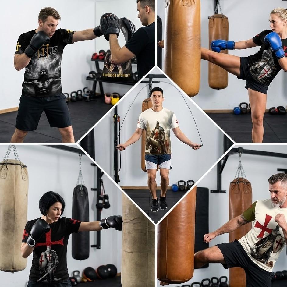 Retro Warrior United Kingdom British UK Britain England Knights Templar MMA Boxing Muay Thai T-shirt 3D Print Unisex Training Fitness Workout Sport