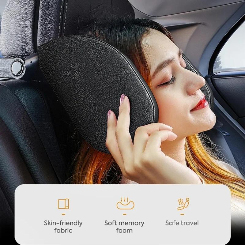 Ergonomic Car Headrest Cushion – Adjustable Strap, Washable Cover for Road Trips