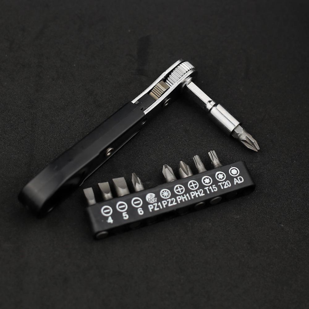 36-Tooth Dual Action Mini Ratchet Wrench Handle with Hexagon and Torx Bit Sockets