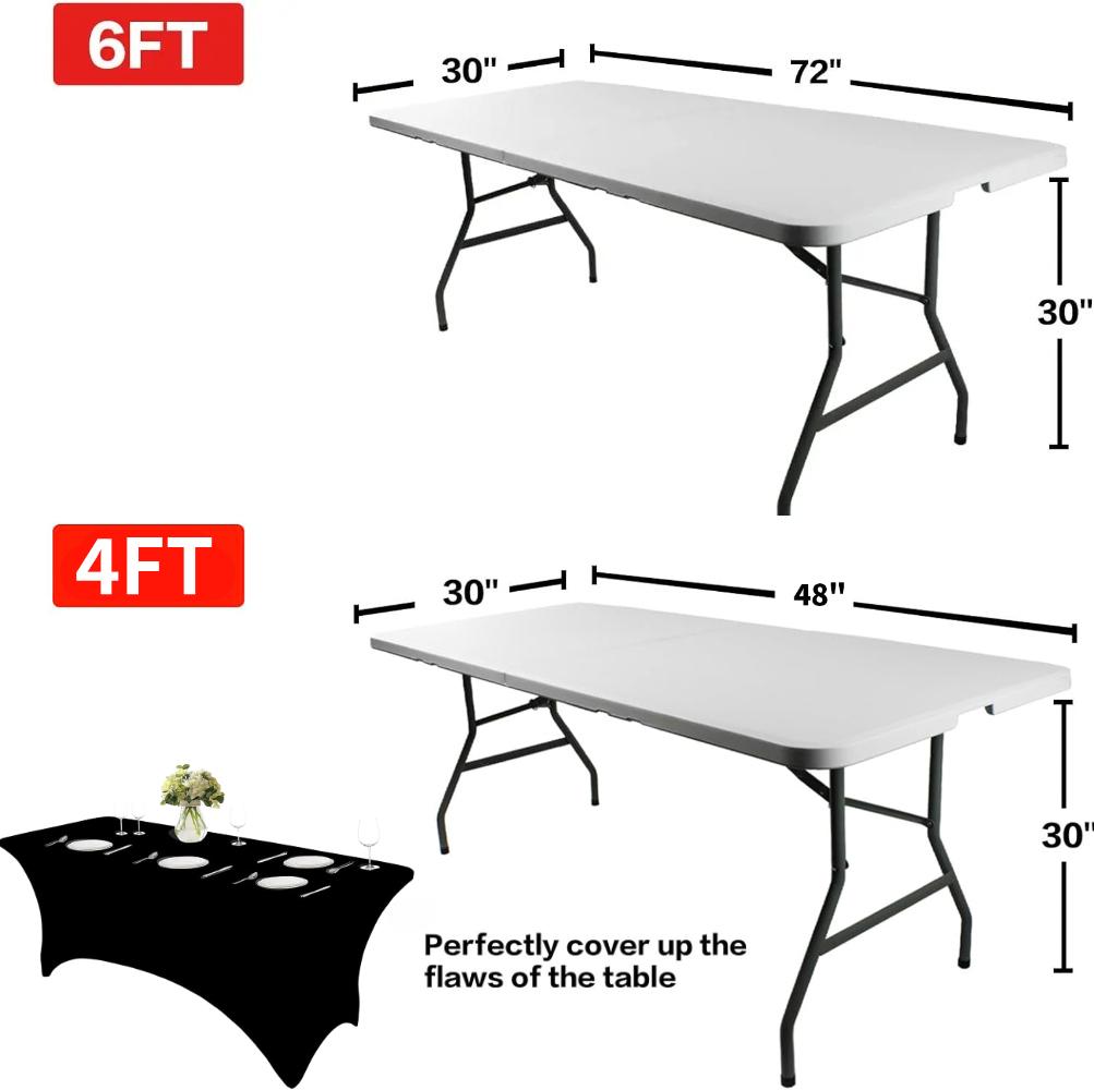 4/6FT Table Cloth for Rectangular Stretch Spandex Hotel Wedding Table Covers Folding Tablecloth Table Cocktail Table Protector