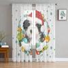 Panda Forest Funny Tulle Window Curtain for Livingroom Printed Sheer Curtain Home Decor Window Panels Chiffon Drapes