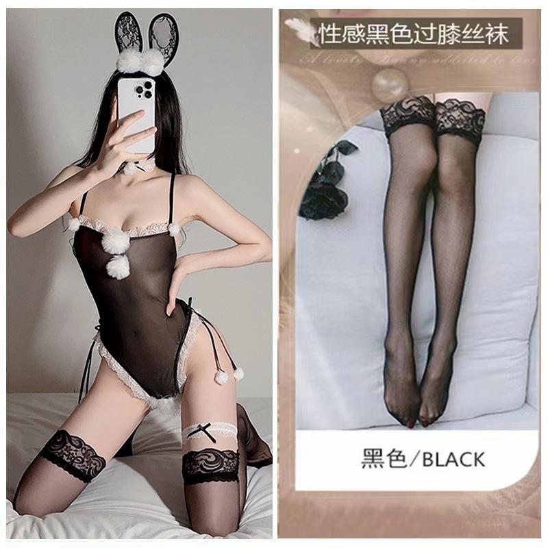 Sexy pajamas perspective French erotic underwear women's mesh big bow lace seduction erotic onesie