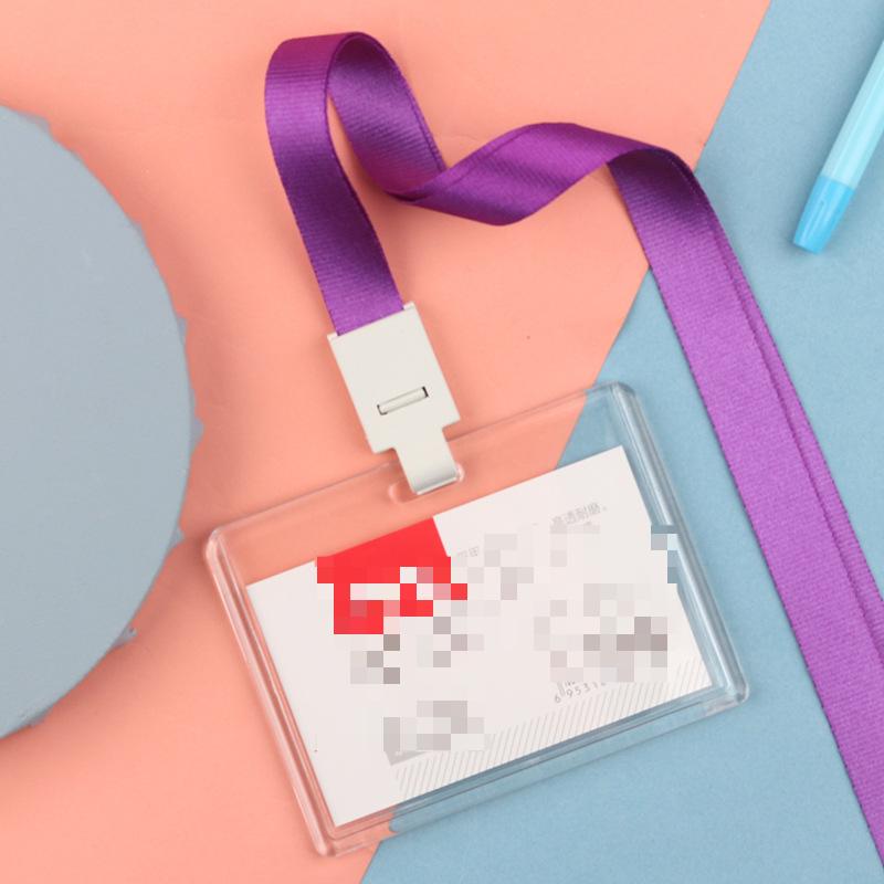 Fashion Acrylic Transparent Bus Cards Sleeve Employee Work Card Holder with Lanyard Work Card Cover Women Men Credit Card Holder