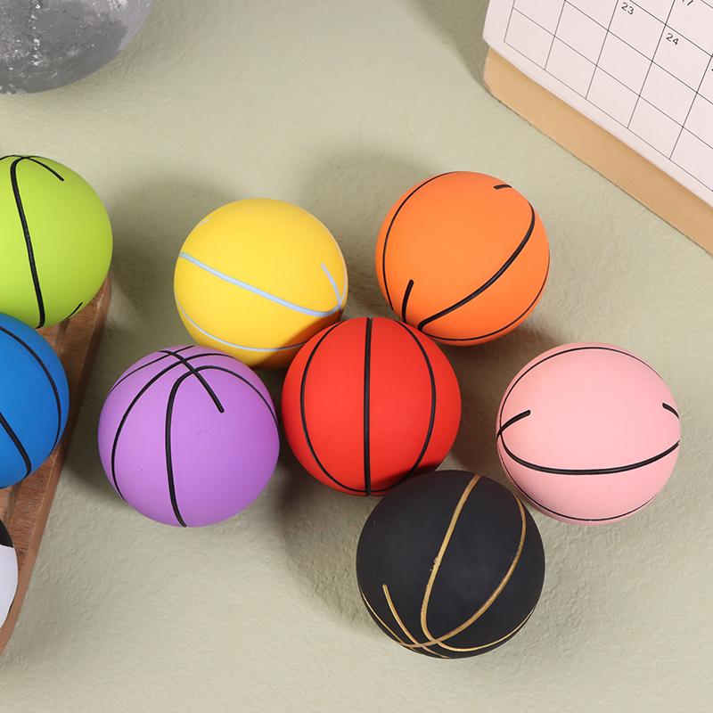 6Cm High Elastic Mini Rubber Basketball Decompression Hollow Elastic Ball Children'S Toy Outdoor Sports Beach Mini Basketball
