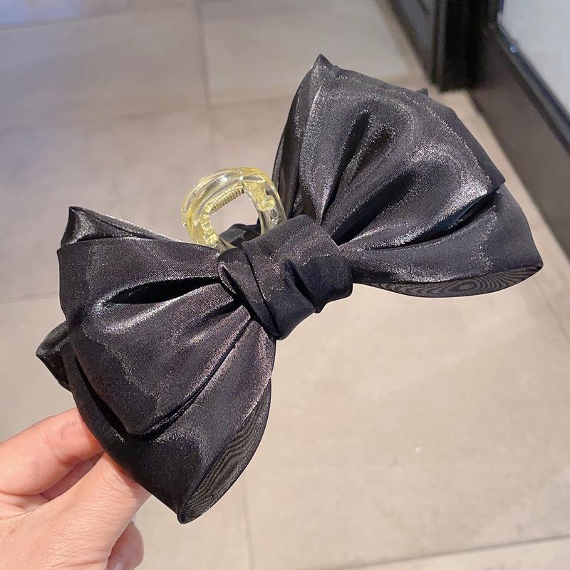 Double-Sided Large Bow Hair Clip for Women - Mesh Shark Clip with Floral Design