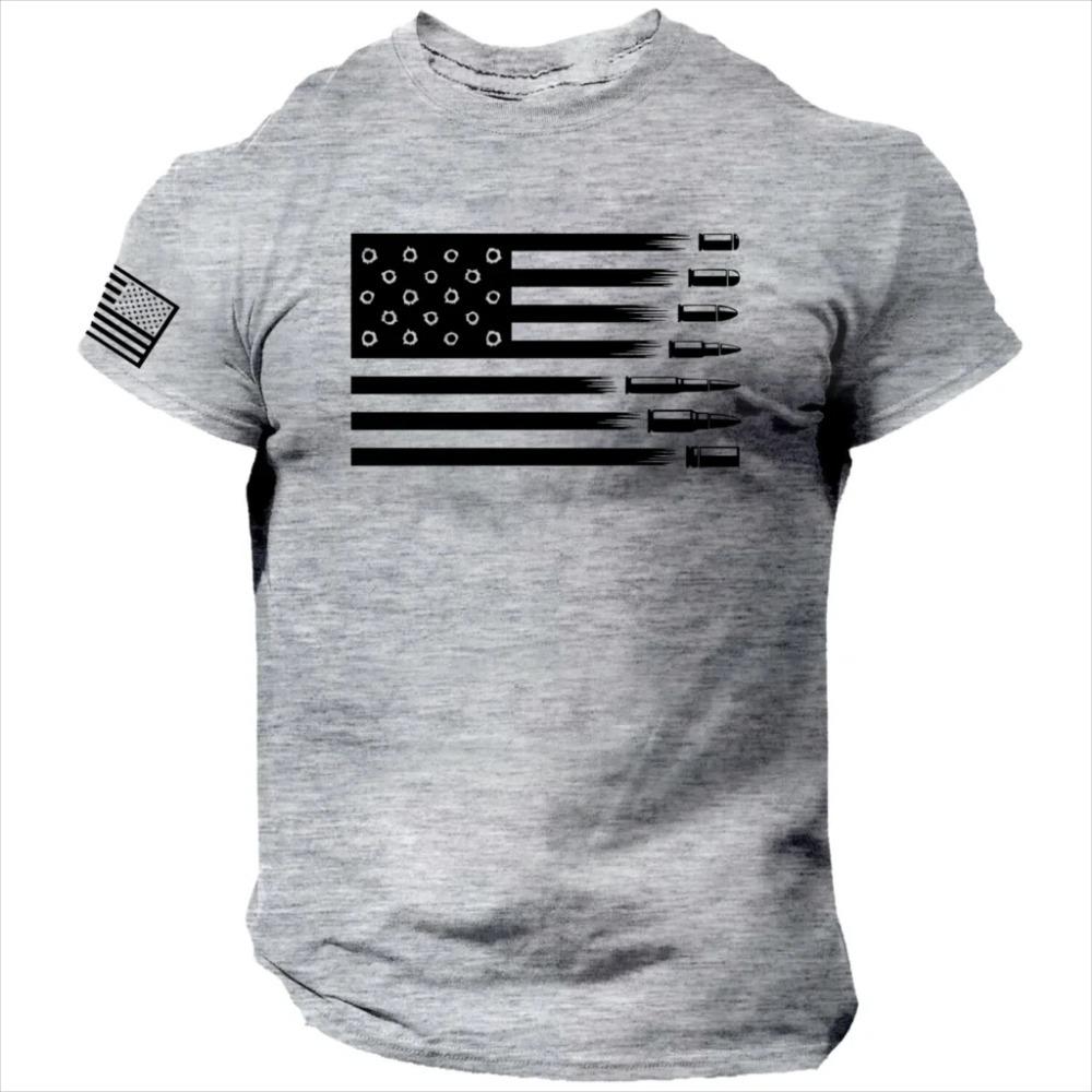 

3D Printing Military Patriotic Abandoned Skull Men s T-Shirt Short Sleeve T-Shirt Sportswear 26 Tops Short T-Shirt 6XL