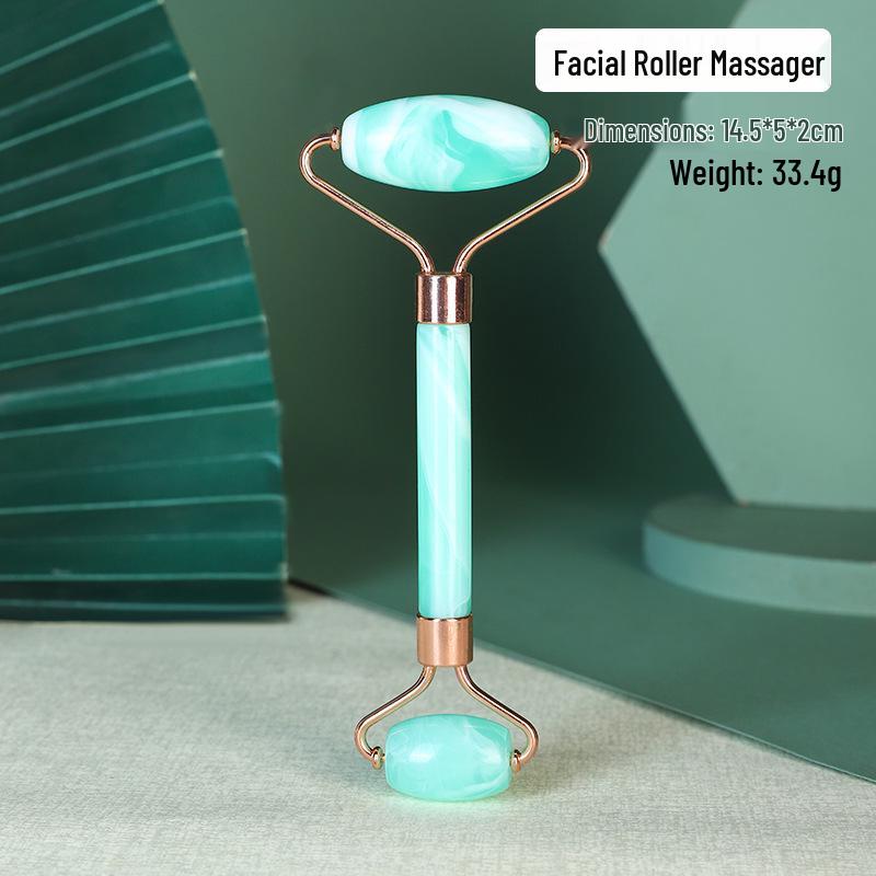 Heart-Shaped Rose Quartz Dual Roller & Massage Board Set - Non-Jade White Facial Tool