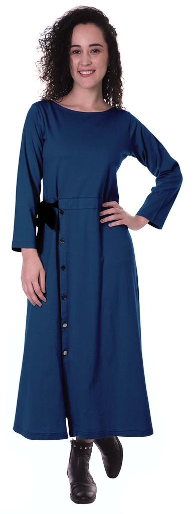 Moomaya Full Sleeves Maxi Dress Long Button Down Solid Casual Slit Dresses