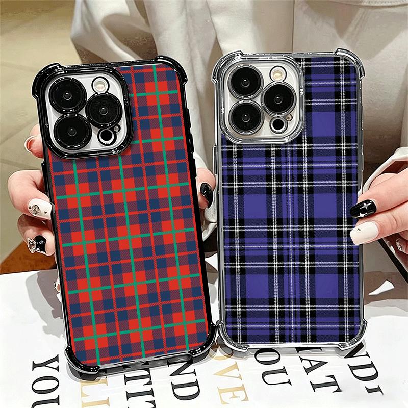 Clan Stewart Tartan Plaid Pattern Soft Phone Case For iPhone 15 16 17 Air 14 Pro Max 16E Plus 13 12 Mini Plating Anti-Fall Funda