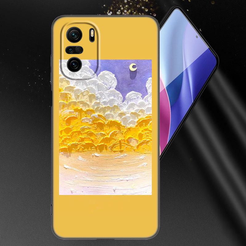 Emboss Flower Art Phone Case For Xiaomi Mi POCO X3 NFC GT M4 M3 12 11T 10T Pro A3 11 Lite NE 5G 12X 11i F3 Soft TPU Black Cover