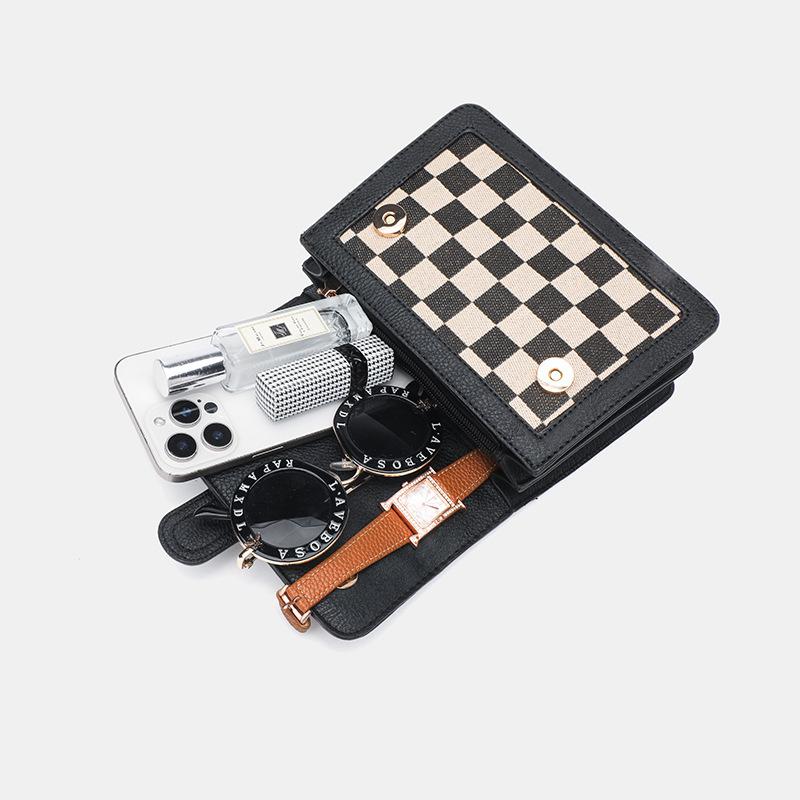 French Style Checkered Small Square Bag for Women, New Retro Fashionable Handbag, High-End Single Shoulder Crossbody Bag