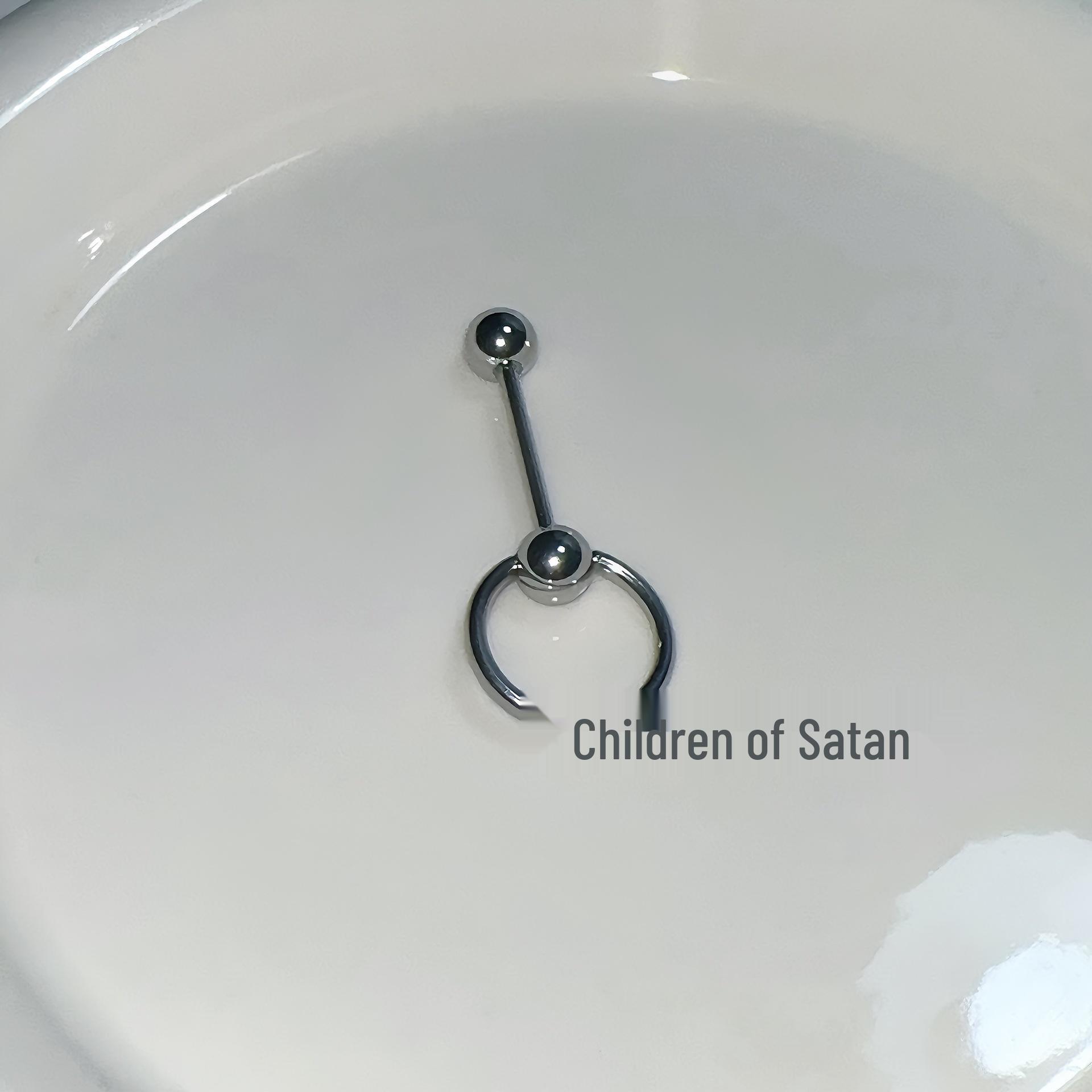 

Ребенок Сатаны Горячая Девушка Титановая Сталь Кольцо для Языка Цепочка - Крутые Украшения для Пирсинга Bar Length 12mm, Thickness 1.6mm