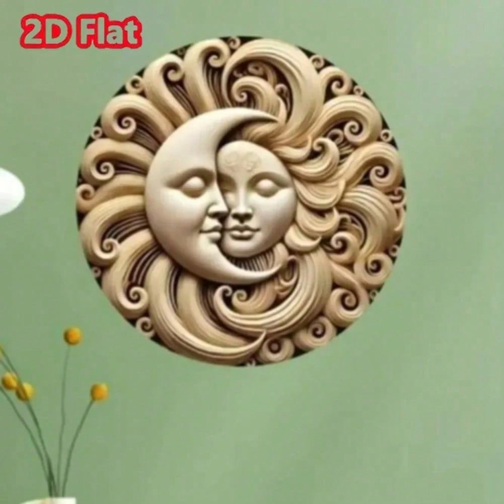 Классическое круглое металлическое настенное искусство «Солнце и Луна», ручная работа, легко повесить, декор для гостиной 20x20