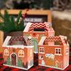 12PCS With Handle Christmas Gift Box Gingerbread House Cartoon Design Merry Christmas Decoration Packaging Box Candy Cookies