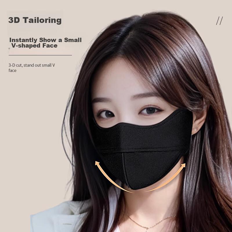 Winter Warm Face Mask for Outdoor Cycling, Fleece-Lined Thick Windproof Cotton Mask for Men And Women, Breathable with Eye Protection, Black
