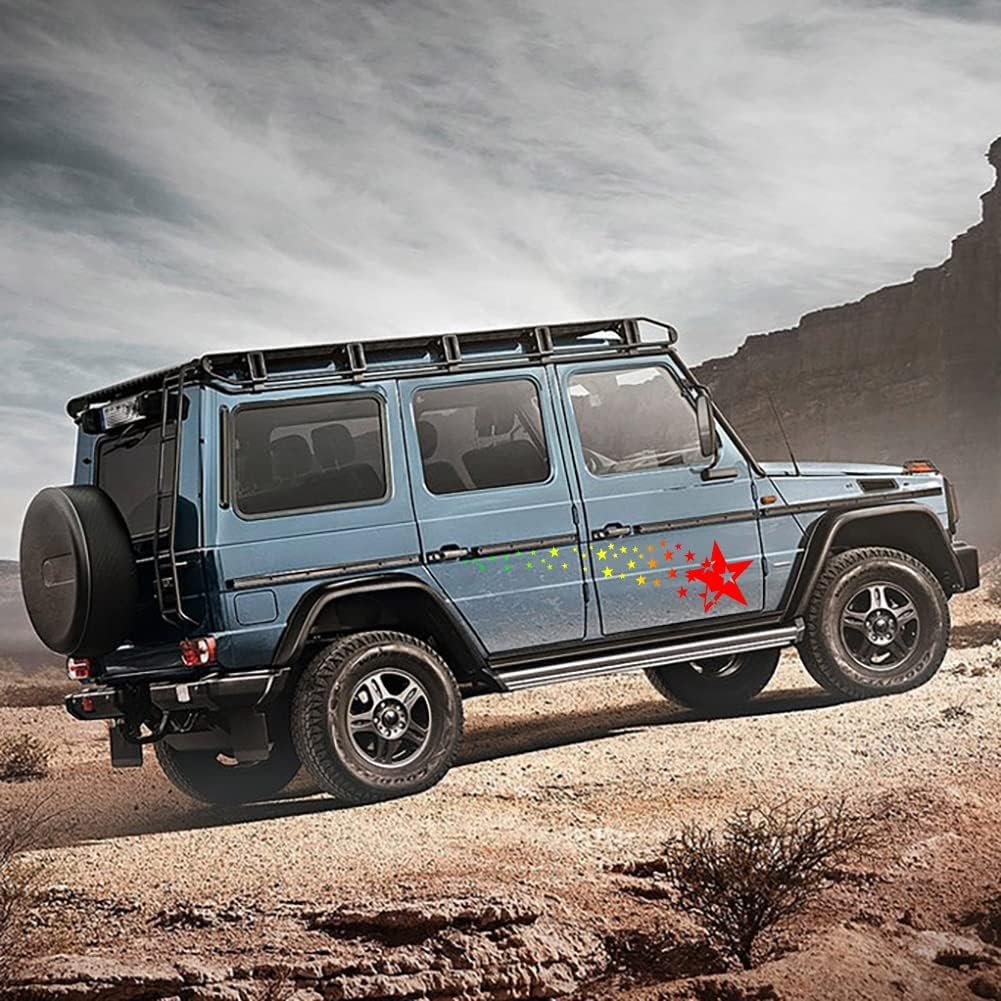 1 Set Holographic Laser Falling Stars Graphics Car Body Side Stickers Starry Sky Racing Sport Stripe Decal Self-Adhesive Scratch Hidden Stickers for