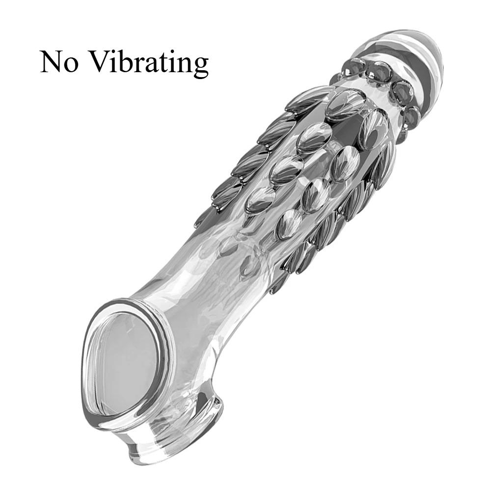 Penis Sleeve Extensions Men's Condoms Enlargement Delay Vibrator Crystal Cock Ring Vibrating Sex Toy