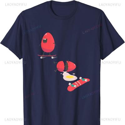 Skateboard Egg Funny Skateboarding Skateboarder Gift Idea Cotton TShirt Streetwear T Shirts for Men Mens T Shirts High Quality