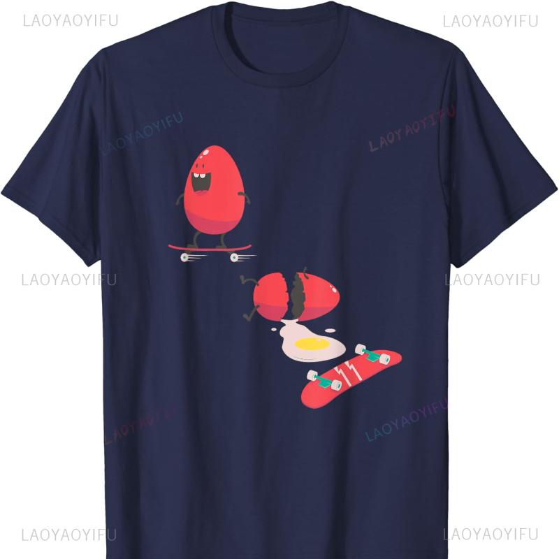Skateboard Egg Funny Skateboarding Skateboarder Gift Idea Cotton TShirt Streetwear T Shirts for Men Mens T Shirts High Quality
