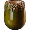 Decorated Ceramic Vase In Moss Green Color 27x34.5 Cm