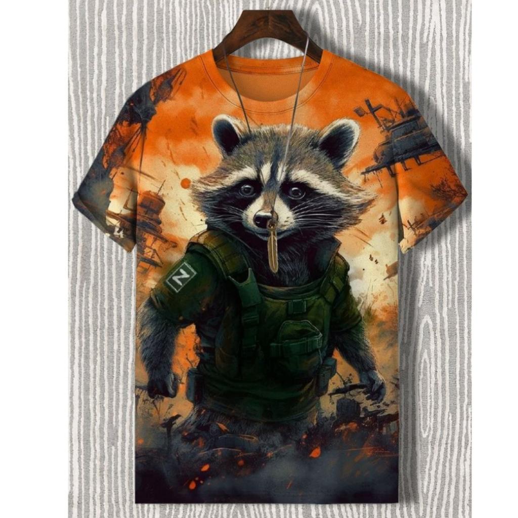 Summer Men's Cat 3D Printed Crew Neck T-Shirt