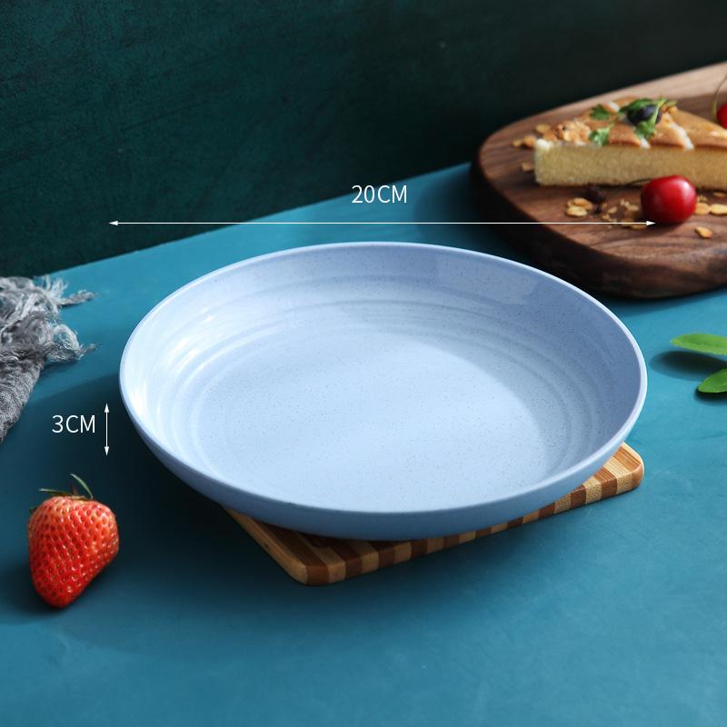 Wheat Straw Plate Fruit Plate Plastic Spitting Bone Plate Easy Cleaning Microwave Solid Color Tableware