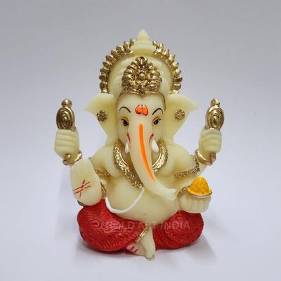 Hand Ganesha with Mukut for Home Decor Idol Ganesha Murti Ganpati Idol for Car Dashboard Puja Lord Ganesh Statue