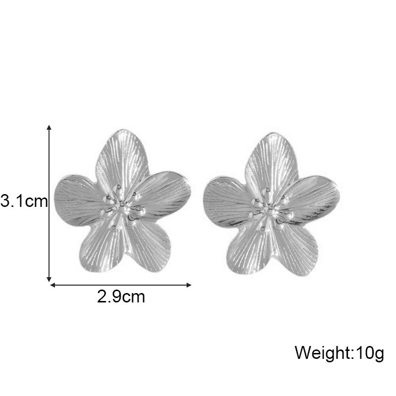 New Exaggerated Flower Dangle Earrings for Women Gold Color Metal Punk Fashion Copper Color Petals Bohemian Ear Zircon 2025