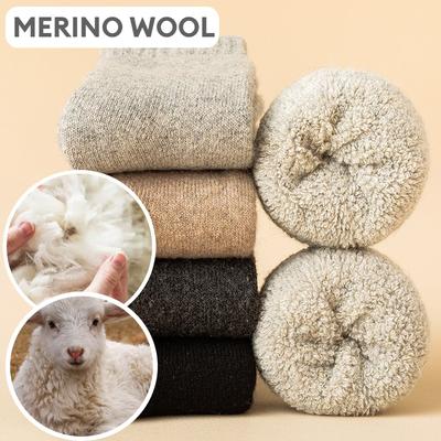 3 Pairs Men Women Wool Socks Couples Solid Winter Snow Chrismas Gift Thermal Cashmere Marino Thickened Fleece Terry Loop Socks