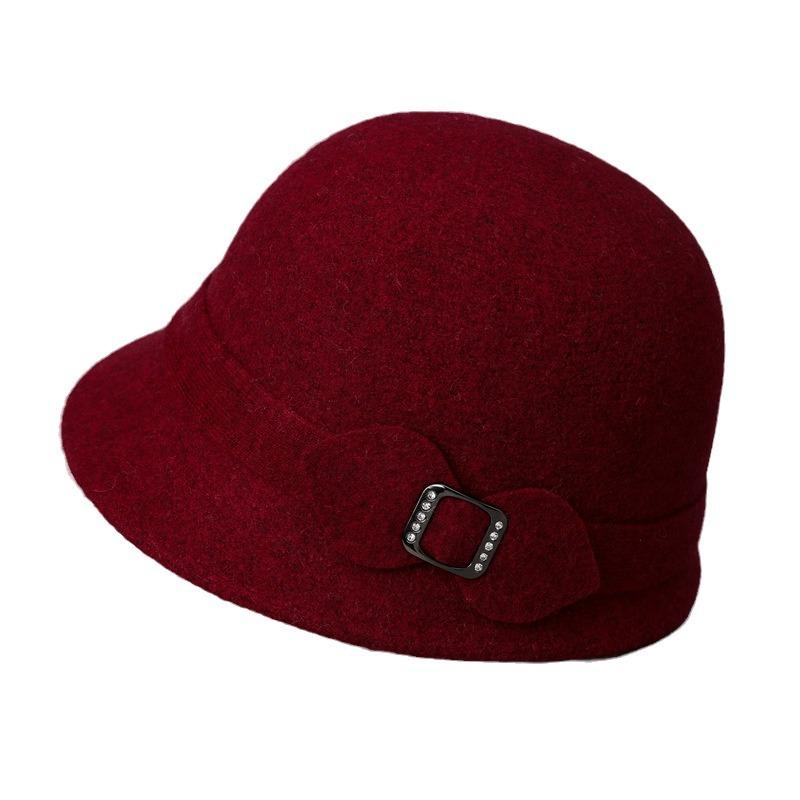 Hat Mom Winter Warm Bucket Hat Women'S High-End Wool Hat Thickened Grandma Old Lady Basin Hat