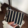 Cotton Linen Material Mini Coin Purse Polka Dot Design Portable Size Small Card Pouch Minimalist Style Striped Pattern