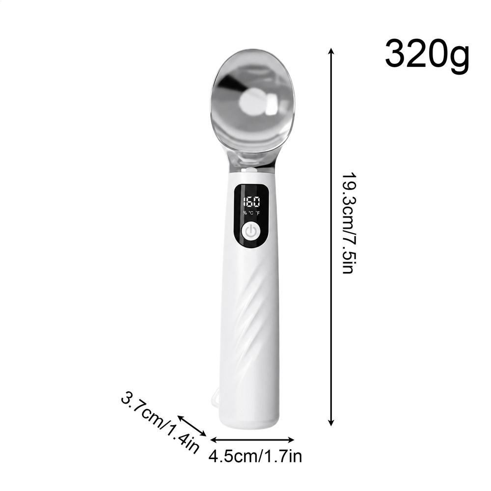Heated Ice Cream Scoop with Removable Battery Rechargeable Scooper Heated Ice Cream Scooper with LED Display for Yogurt Sorbet белый
