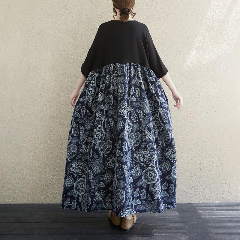 The Real Shot of The New 125kg Fat MM In Summer Covers The Meat and Looks Thin, and The Color Matching Cotton and Linen Dress Women's Clothing