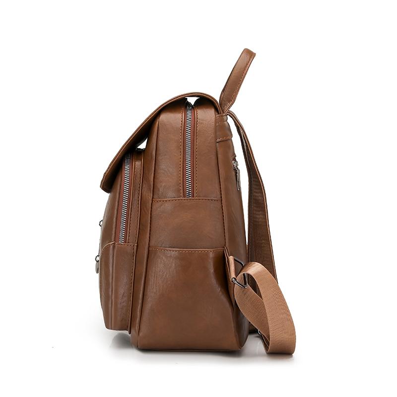Umwandelbarer Klappen-Rucksack-Tasche mit Seitentaschen, lässiger Faux-Leder-Tagesrucksack für Damen, für den täglichen Gebrauch