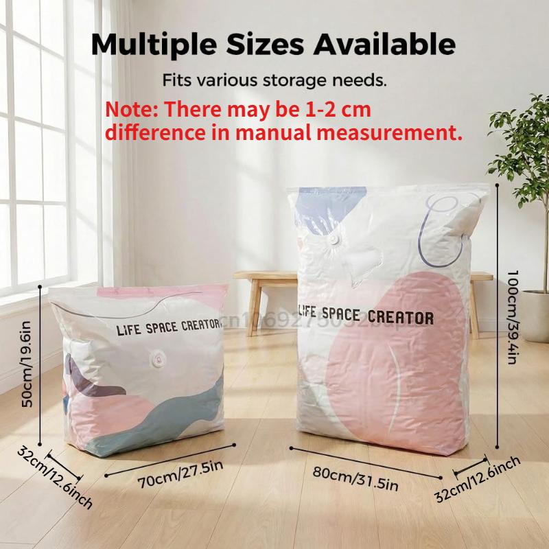 5 Pcs No-Pump Vacuum Storage Bags, Pump-Free Large Capacity Vacuum Storage Bags, Large Vacuum Compression Bags Without a Pump Fo