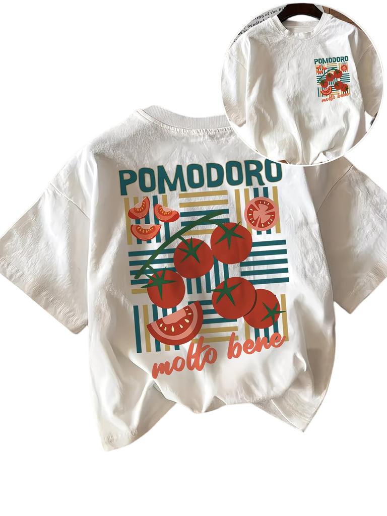 Vintage Pomodoro Graphic T Shirt Unisex Italian Tomato Print Tee Summer Casual Retro Aesthetic Harajuku Style Streetwear Cute Top