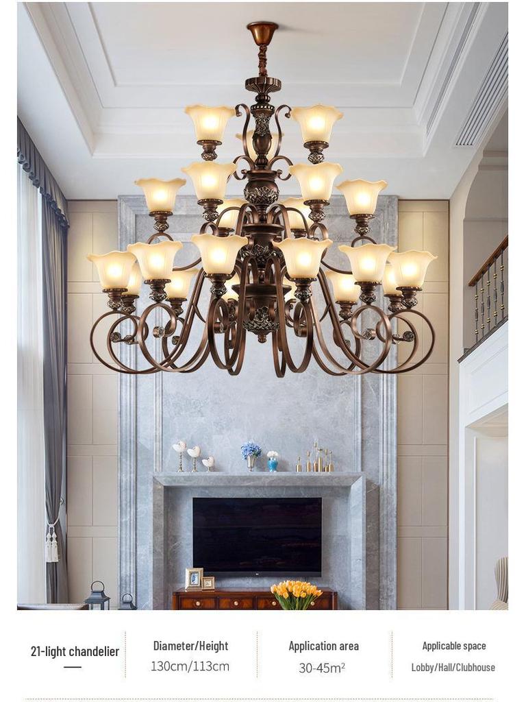 Retro Wrought Iron Pendant Light for Living Room, Villa, or Staircase