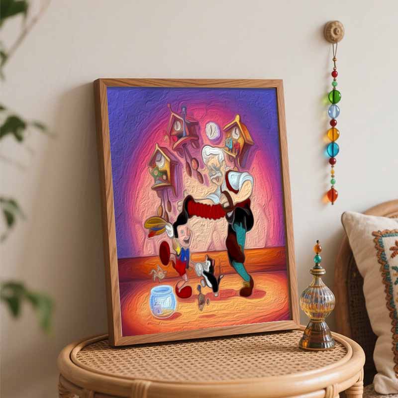 Disney Pinocchio Geppetto DIY Painting Kit Classic Style Home Decor Craft Gift Idea Wall Art Room Decor Handpainted Canvas Painting