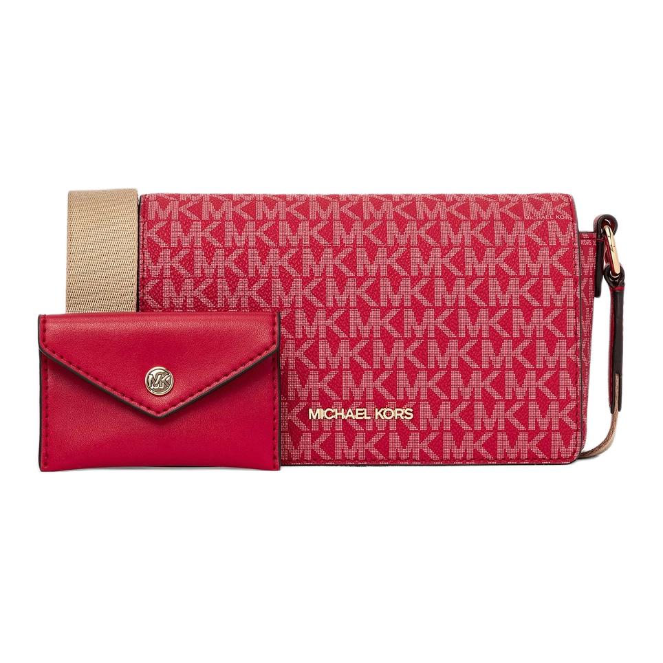 

Michael Kors Vincent Logo Print Magnetic Closure Coated Canvas Crossbody Bag Women bags Bright-Red 35F4G2VC5O-2610 Basic Set (Bag+Dust Bag)