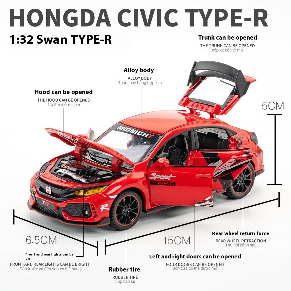Maßstab 1/32 Honda Civic Type-R Super Modified Sportwagen Legierung Metall Diecast Modellauto Sammlung Modell Ornamente Geschenke für Freund