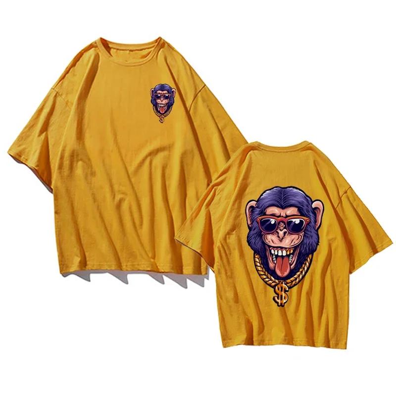 Men's Animal T-Shirt Hip Hop Monkey Print Everyday Versatile Everyday Casual Short Sleeve European Size T-Shirt Street Harajuku